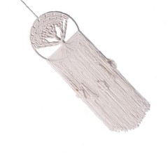 White Bohemian Dreamcatcher Tapestry Handwoven Cotton Wall Hanging 30x90cm