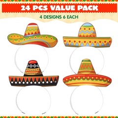 24 Pcs Cinco De Mayo Sombrero Headbands for Mexican Themed Fiesta Party Party