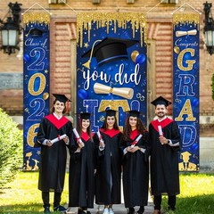 Blue and Gold Graduation Decorations Class of 2026 Congrats Grad Banner and Y…