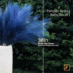 ZIFTY 7-Pcs 38″/3.1FT Blue Pampas Grass Large Tall Fluffy 38in 7pcs,