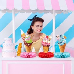 Faccito 10 Pcs Ice Cream Party Decorations 3D Ice Cream Drip Baseball Honeyco…