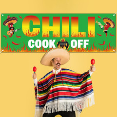 Chili Cook off Decorations Banner 71 X 24 Inches Green Hot Pepper Contest Banner