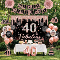 40Th Birthday Decorations for Women – 34Pcs Black Rose Gold Birthday Party Decor