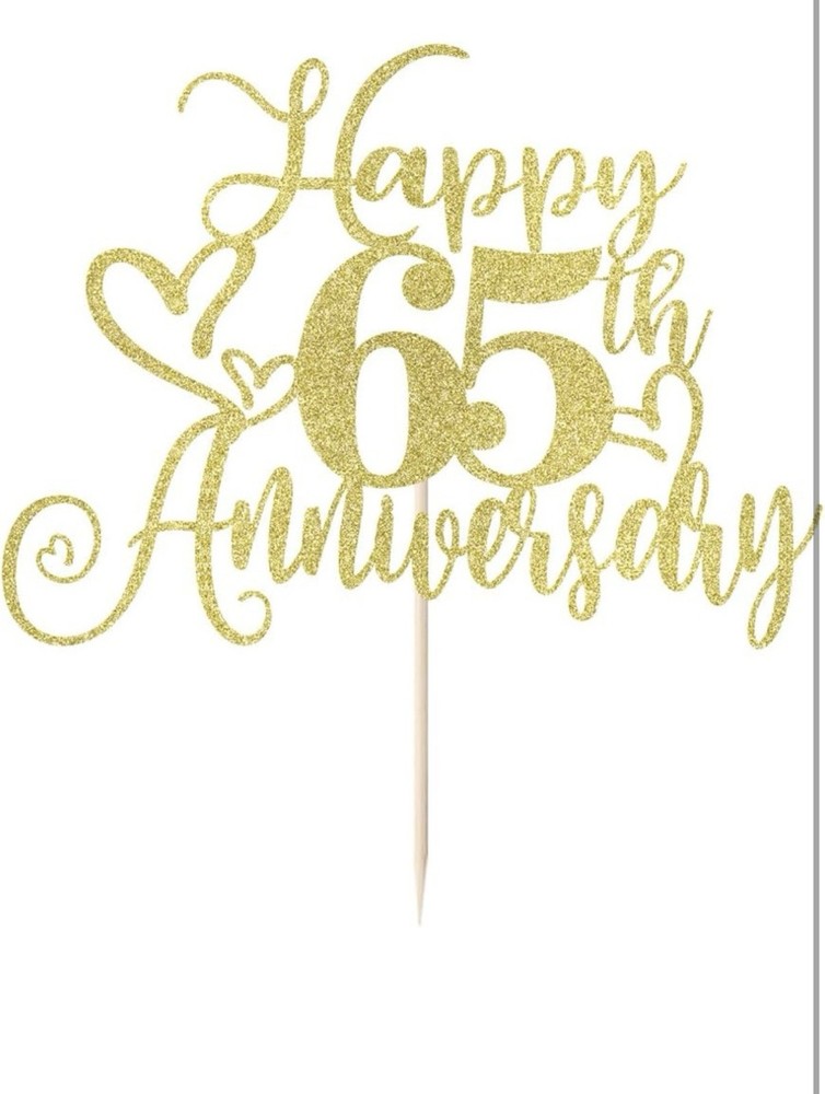Happy 65th Birthday *Cake Topper* Cake Décor*Gold*