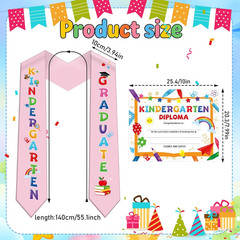 Kindergarten Graduation Stole Sash – 2 Pcs Kindergarten Graduation Decorations w