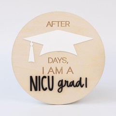 TTMerriwood NICU Graduate Milestone Sign, Wooden Round 12 inches, Neutral