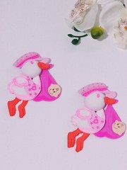 10 Pc Baby Shower Pink Stork Foam Decoration Favor Recuerdos Nina Decoracion 4″