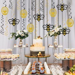 Honey Bumble Bee Hanging Swirl Decorations – Glitter 22 Pcs Bee Baby Shower P…