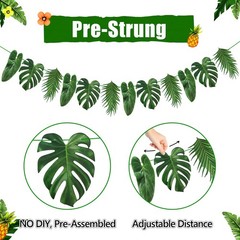 Tropical Palm Leaf Garland Banner Party Decorations 9.8 FT, Paper, Green