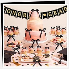 30 Pack Bow Cake Toppers Black Ribbon Bows for Cake Bow Cupcake Toppers Back to