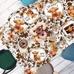Highland Cow Baby Shower Decorations Farm Animals Brown Cow Print Tableware I…