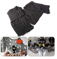 2 Pack Large Black Creepy Halloween Cloth Gauze & Spiders Web Party Decoration