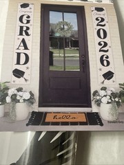 Black & White Graduation Door Banners Decorations Class of 2026 Congrats New