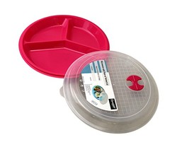 3-Pack Divided Microwave Plates with Vented Lids – Mixed 8 inch, Multicolor
