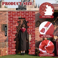 Wizards Door Banner Brick Signs Magical Wizard Door Banner 78.7″ x 47.2″