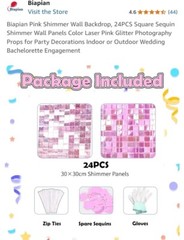 24Pcs Pink Shimmer Wall Panels Backdrop Decoration, 12 * 12 inch Seq…