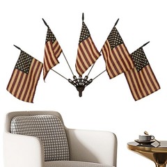 Five Tea-Stained Flags, Vintage US Small Flags Patriotic Decoration For Wall Art