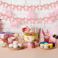 2pcs Bow Garland Banner, Ribbon Bow Party Decorations for Baby Shower Girls B…