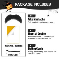 Fake Mustache Beard – Self Adhesive Bushy Novelty Mustache Costume Accessory …