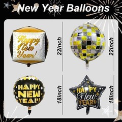 7Pcs New Years Balloons – 22 Inch Happy New Year Balloons for Happy News Year De