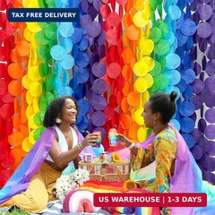 205Ft Rainbow Party Decorations Big Polka Dots Tissue Paper Backdrop Streamer Co