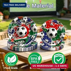 110 Pcs Soccer Party Decorations for 24 Guests, Soccer Supplies Includes Plates,