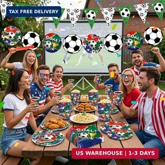 110 Pcs Soccer Party Decorations for 24 Guests, Soccer Supplies Includes Plates,