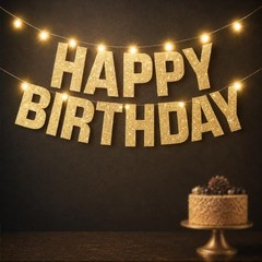 , Light Up Happy Birthday Banner – 10 Feet, 8 Modes Pre-Strung |en Glitter Gold