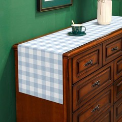 Dusty Blue Gingham Table Runner Blue Checkered Boy Girl Baby Shower Birthday