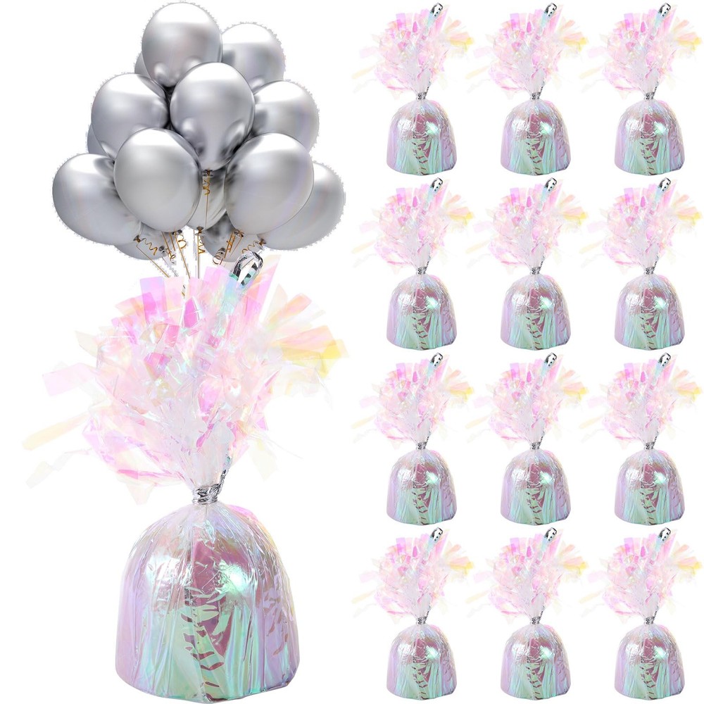 12 Pcs Balloon Weights Holographic Metallic Anchor Balloon Holder for Helium …