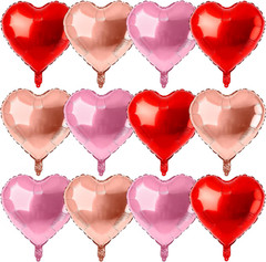 12 Pcs Rose Gold and Foil Balloons for Valentines Day Decorations,18 Inch Roman
