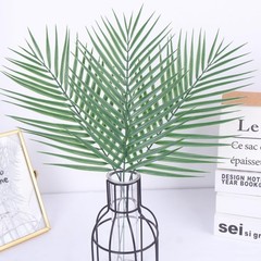 Abzo 20 Pcs Artificial Palm Leaves Stems Greenery Tropical Palm Leaves Faux M…
