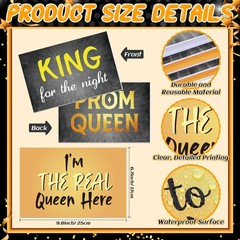 12 PCS Black Gold Prom Photo Booth Props Double Sided 2026 Grad Party Decor