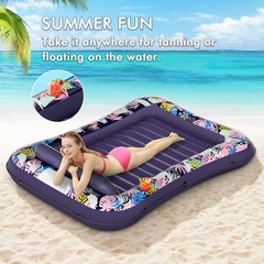 Tanning Pool Lounger Float, OKSUWATER 75″ x 51″ Pool Floats Adult with Headre…