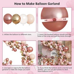 Rose Gold Balloon Garland Kit, Nude Pastel Pink Metallic Gold Matte White Bal…