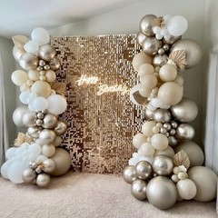 Champagne Gold Shimmer Wall Panels 10 Pcs Wall Backdrop Square Sequins