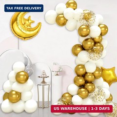 Eid Mubarak Decorations for Home – 70pcs Ramadan Decorations include White Gold