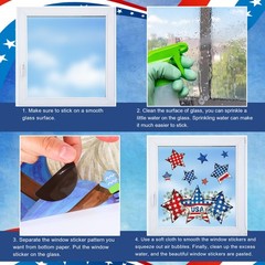 9 Sheets Patriotic Star Window Cling Stickers Red Blue USA Star Eucalyptus Windo