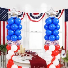 Red White and Blue Balloon Column Stand Kit Set of 2, 4th of July Balloons Pa…