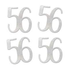 Silver Glitter 56 CutOut Numbers 56th Birthday Anniversary Party Decor