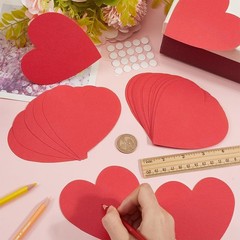 50 PCS Red Heart Paper Cut Outs 4 Inch Valentines Day Cutouts Double Tape