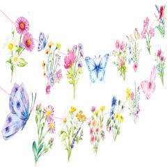 Wildflower Party Banners – 2PCS Birthday Party Supplies with Spring Floral De…