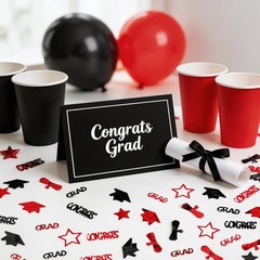 2000 PCS Black Red Graduation Confetti 2.1 Oz Class 2026 Table Grad Decor