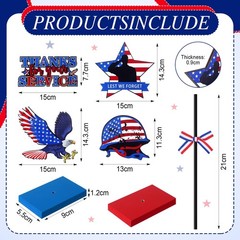 4 Pcs Veterans Day Table Decorations Thank You Veterans Standing Wooden Cente…