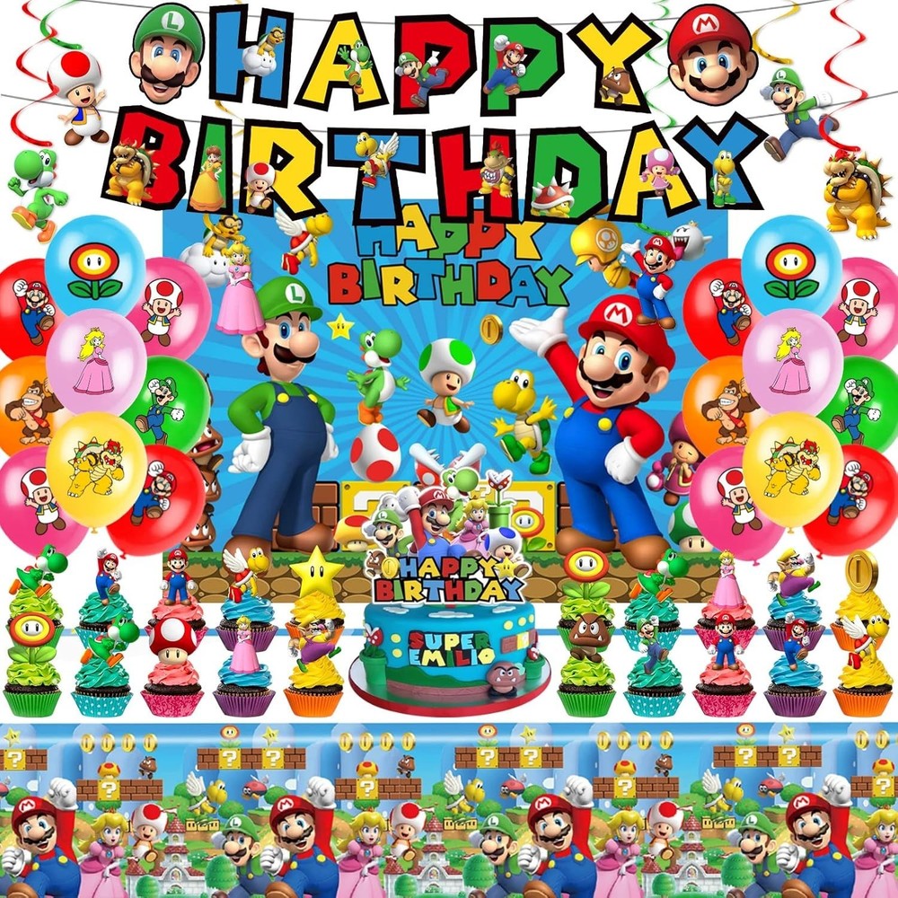 Super Mario Birthday Party Supplies Decorations Kit