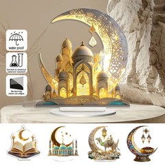 Ramadan Festival 2D Acrylic Moon Castle Craft Ornament Muslim Home Party Gifts