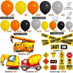 151Pcs Construction Party Supplies – Birthday Decorations, Balloon Arch, Caution