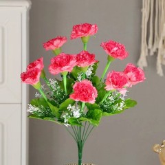 10 Head Carnation Bouquet Artificial Silk Flowers for Desk Shelf Decor