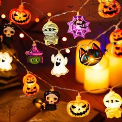 Halloween LED String Lights Pumpkin Ghost Spider Web Outdoor Indoor Party Decor