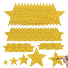 120 PCS Gold Star Cutouts 4 Sizes Glitter Paper Bulletin Board Wall Decor